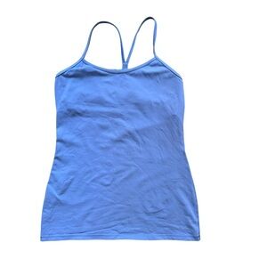 Lululemon Power Y Light Blue Tank Size 10 With Shelf Bra Activewear Athleisure